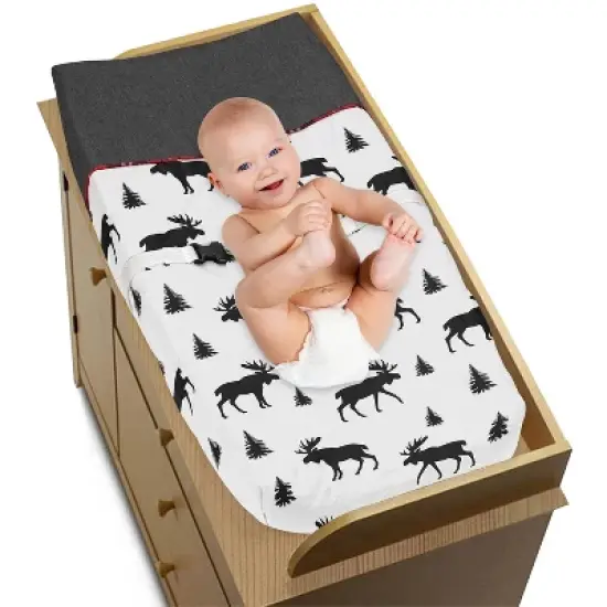 Sweet Jojo Designs Boy Changing Pad Cover Rustic Patch Black and White image {1}