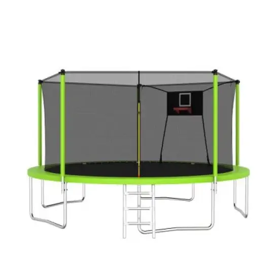 BestParts 14FT Outdoor Trampoline with Safety Net & Basketball Hoop &ndash; Heavy-Duty Recreational Bouncer image {7}