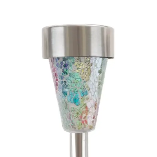 Nature Spring Solar Mosaic Battery-Operated Stainless Steel LED Light for Outdoor Landscapes, Patios, and Pathways - Gray image {1}