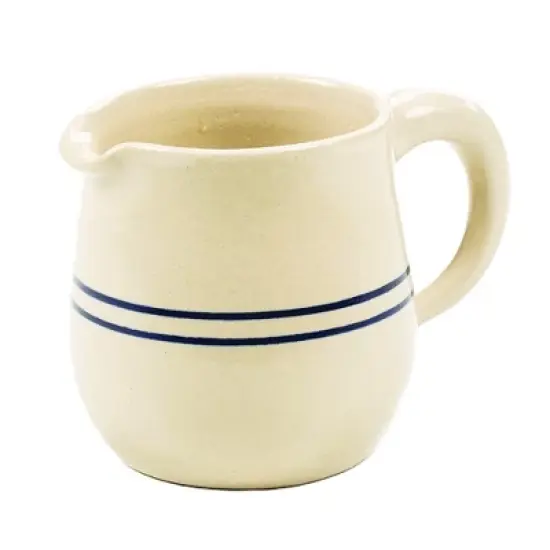 Martinez Pottery Syrup Pitcher or Creamer - Handmade Heritage Blue Stripe Stoneware image {4}