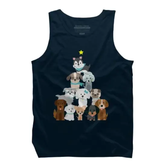 Men's Design By Humans Christmas Tree Dogs By GiftsIdeas Tank Top image {5}