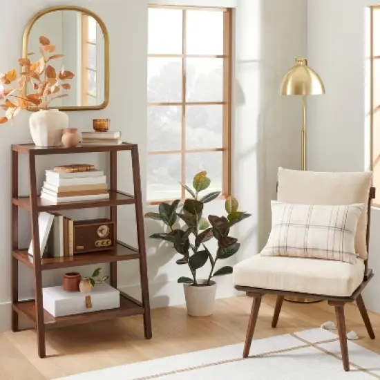 Spindle Back Accent Chair with Cushions Brown/Cream - Hearth & Hand&trade; with Magnolia image {1}