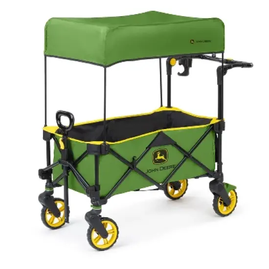 Bright Starts Pop 'N Ride Wagon with Sun Canopy - Green/Yellow image {8}