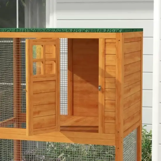 Resenkos Cat Cage, Cat Crate Kennel Enclosure Playpen,74" Wooden Outdoor Cat House Catio Outdoor Cat Enclosure, Orange image {1}