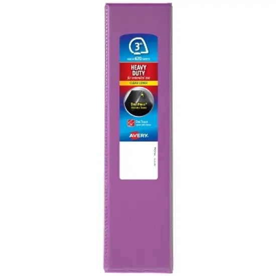Avery 3" One Touch EZD Rings 670 Sheet Capacity Heavy Duty View Binder - Orchid: Polypropylene, 4 Pockets, D Rings image {3}