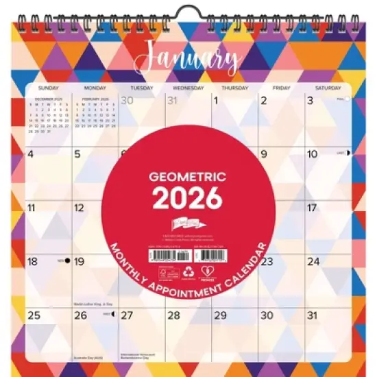 Willow Creek Press 12"x12" 2026 Geometric Spiral Wall Calendar image {5}