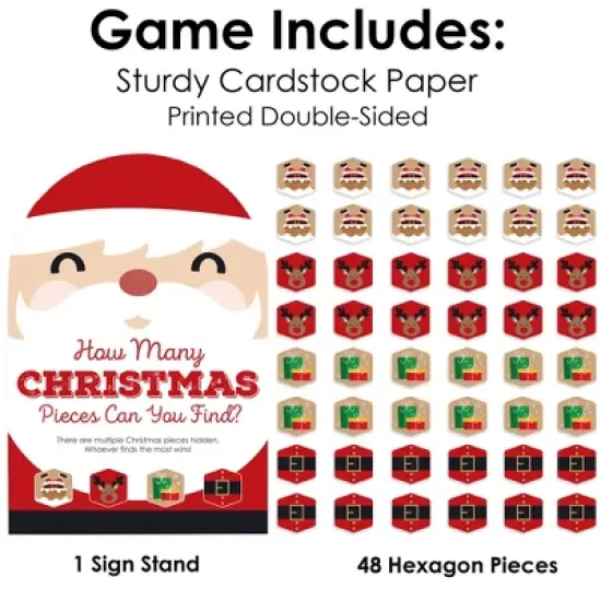 Big Dot of Happiness Jolly Santa Claus - Christmas Party Scavenger Hunt - 1 Stand and 48 Game Pieces - Hide and Find Game image {4}