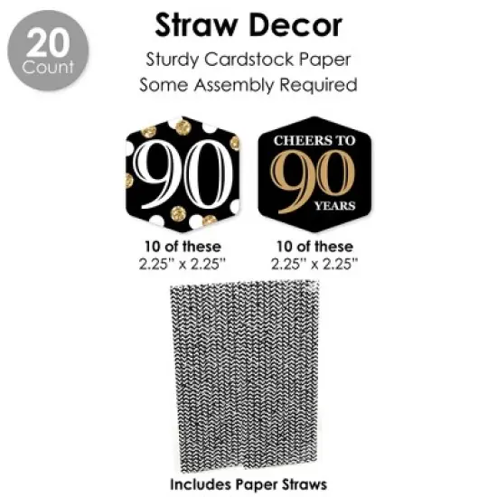 Big Dot of Happiness Adult 90th Birthday - Gold - Birthday Party Favors and Cupcake Kit - Fabulous Favor Party Pack - 100 Pieces image {6}