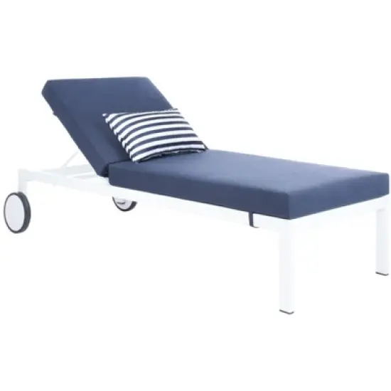 Yves Sun Lounger - Outdoor - PAT4042 - Navy/White -Safavieh image {3}