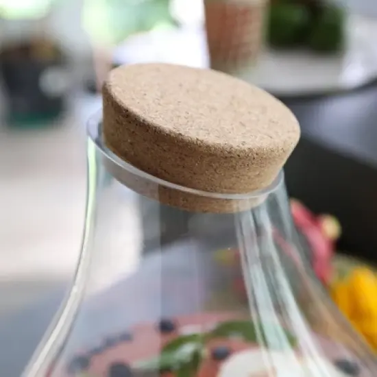 Twine Pearl Beverage Dispenser, Glass Carafe, Cork Stopper, Silver Spigot, Beverage Service, 2.5 Gallons, Set of 1 image {4}