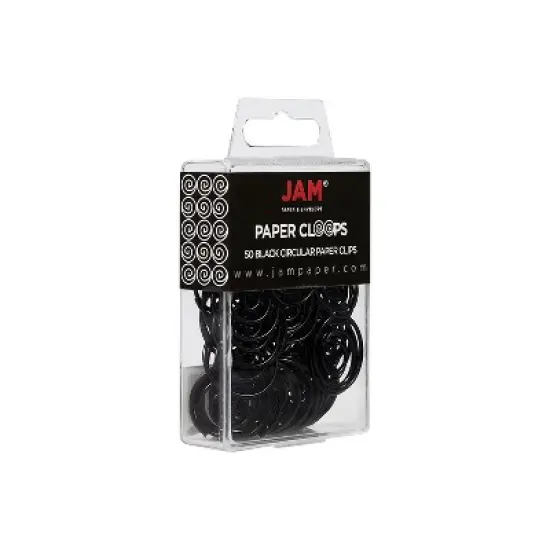 JAM Paper Colored Circular Paper Clips Round Paperclips Black 2 Packs of 50 2187133B image {1}