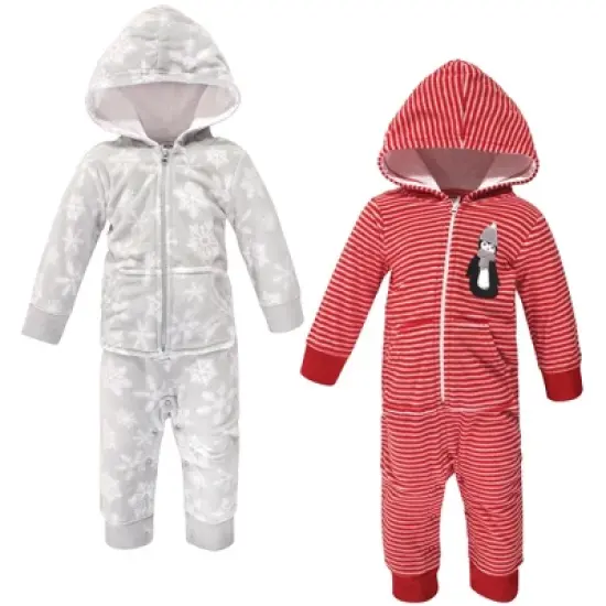 Hudson Baby Infant Fleece Jumpsuits, Coveralls, and Playsuits 2pk, Red Penguin image {3}