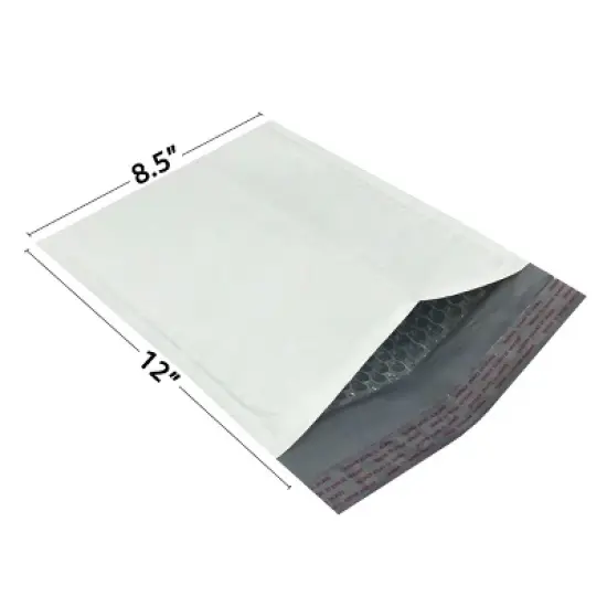 UOFFICE Pack of 50 Poly Bubble Mailer Bags 8.5"x12" #2 White Self-Sealing Envelopes image {2}