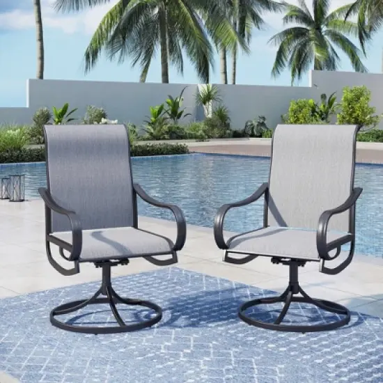 Captiva Designs Outdoor Dining Breathable Quick-dry Sling Steel Chairs with 360 Degree Swivel image {15}