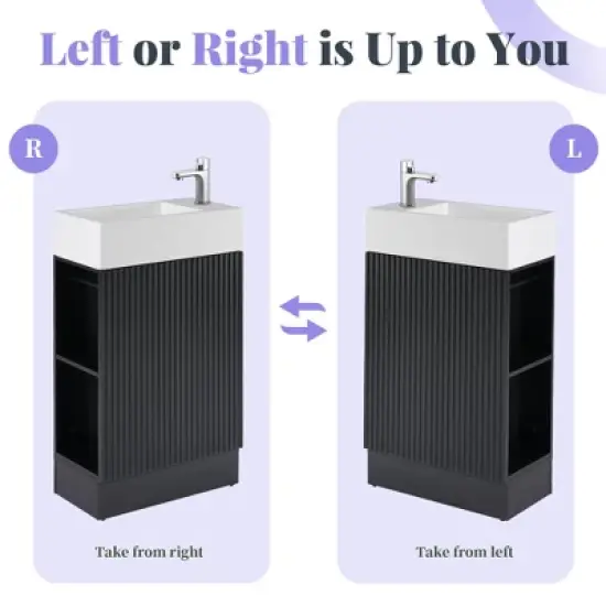 Whisen Modern Bathroom Vanity with Sink, Bathroom Vanity Cabinet with Two-tier Shelf image {6}