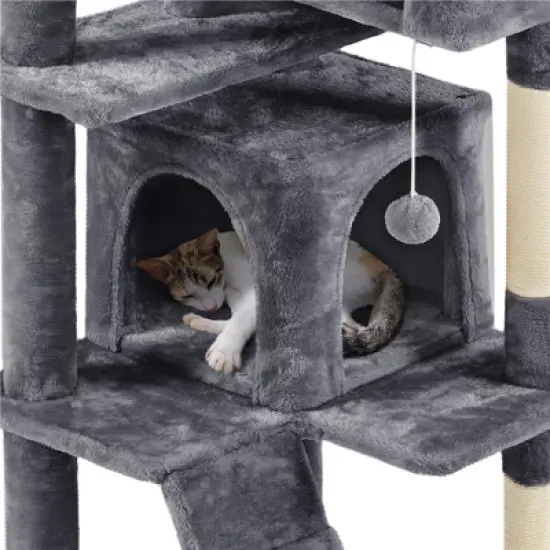 Yaheetech 70"H Cat Tree with 2 Condos for Kittens Small Cats image {7}