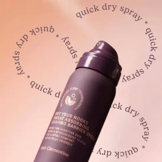 Niches & Nooks Sweat Absorbing Intimate pH Balanced Chafing Barrier Feminine Spray - Soft Clementine - 2oz image {2}