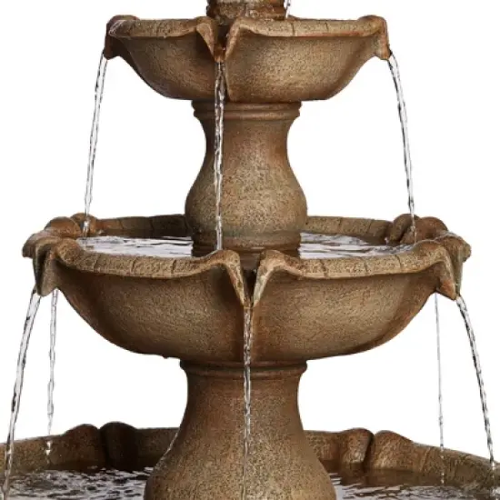 John Timberland Arosco Rustic 3 Tier Basin Outdoor Floor Water Fountain with LED Light 43" for Yard Garden Patio Home Deck Porch Exterior Balcony Roof image {3}