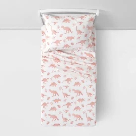 Dinosaur Cotton Kids' Sheet Set Pink - Pillowfort&trade; image {1}