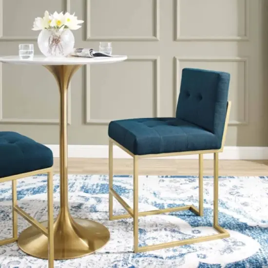 Privy Stainless Steel Upholstered Fabric Counter Height Barstool Gold - Modway image {8}