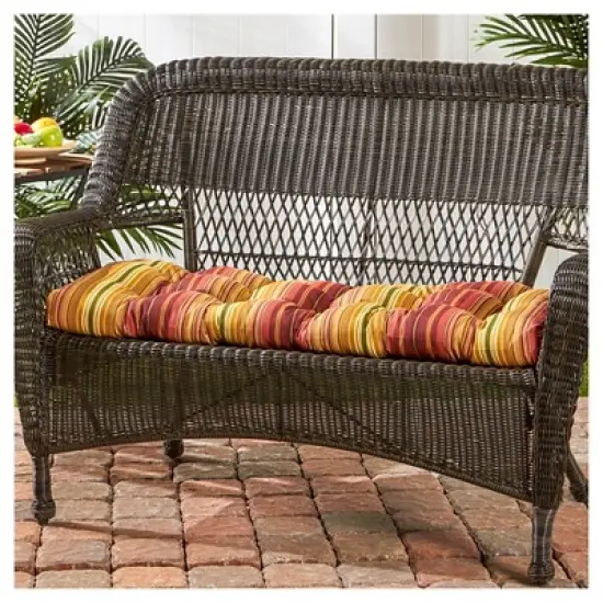 Kinnabari Stripe Outdoor Swing and Bench Cushion - Kensington Garden image {1}