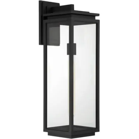 Possini Euro Design Atkins Modern Outdoor Wall Light Fixture Matte Black 24" Clear Glass for Post Exterior Barn Deck House Porch Yard Patio Outside image {5}