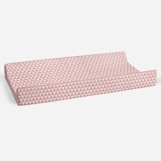 Bacati - Olivia Coral Triangles Quilted Muslin Changing Pad Cover image {2}