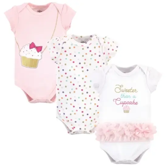 Little Treasure Baby Girl Cotton Bodysuits 3pk, Cupcake image {2}