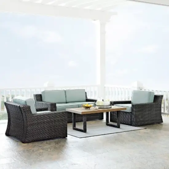 Beaufort 4pc Outdoor Wicker Seating Set - Mist - Crosley image {1}