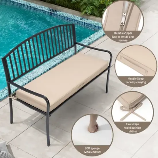 Pellebant Patio Bench Cushion with Ties Water Resistant Fabric Durable Thicken Memory Foam for Loveseat Couch Porch Swing image {3}