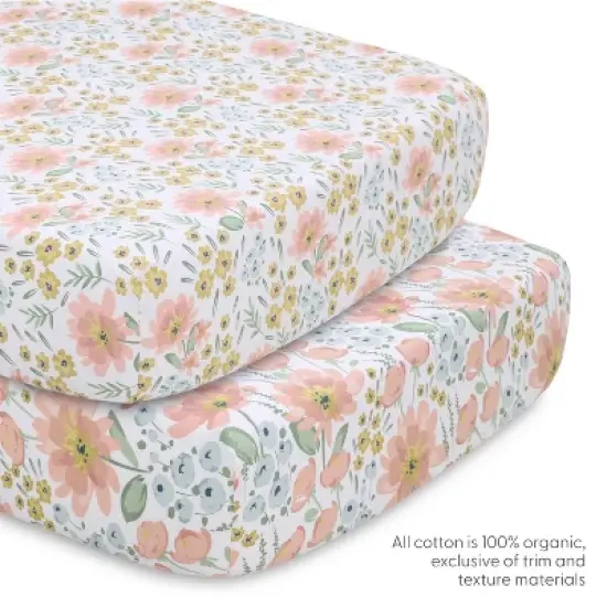 The Peanutshell Organic Cotton Crib Bedding Set for Baby Girls, Wildflower, 4 Pieces image {2}