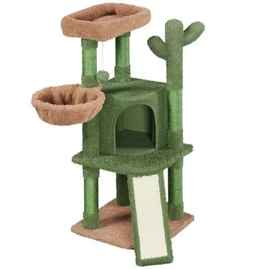 Yaheetech 42&Prime; Height Cactus Cat Tree with Platform, Condo, Basket, Scratching Posts, Board & Hanging Ball image {10}