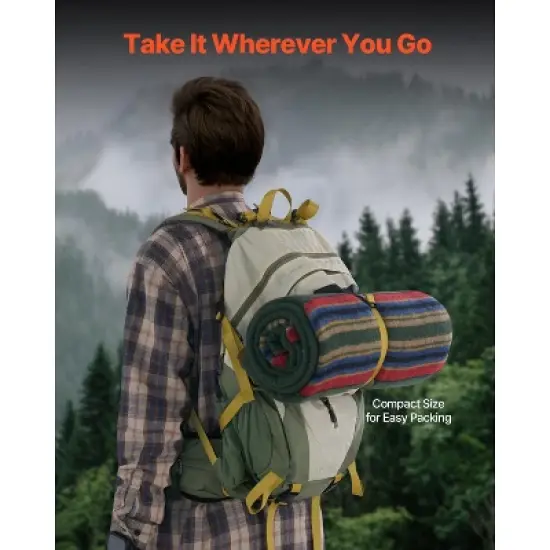 VEVOR Wool Camping Blanket, Large Warm Stadium Blanket, Waterproof & Windproof, Flame Retardant, 64" x 88" (80% Wool), Texture Multicolor image {6}