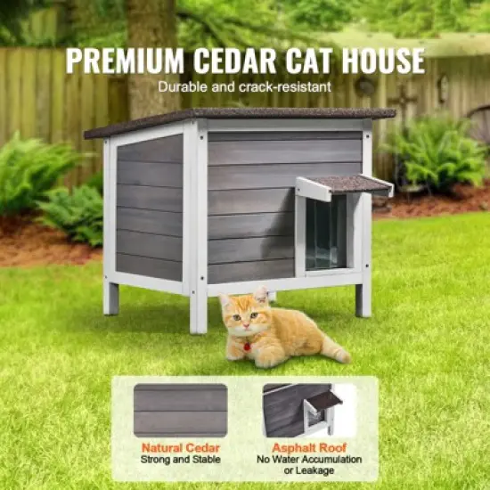 VEVOR Outdoor Cat House Weatherproof, Feral Cat Shelter for Multiple Cats, Outdoor Wooden Cat Rabbit House with All-Round Foam Insulated, Open Roof image {2}