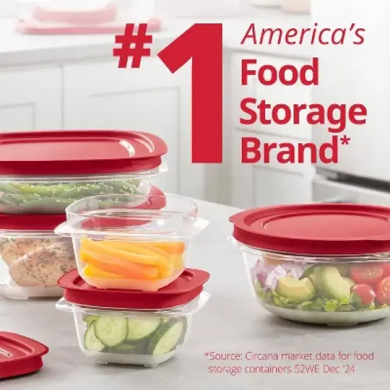 Rubbermaid 10pc Easy Store Square and Round Food Storage Container Set Red image {4}