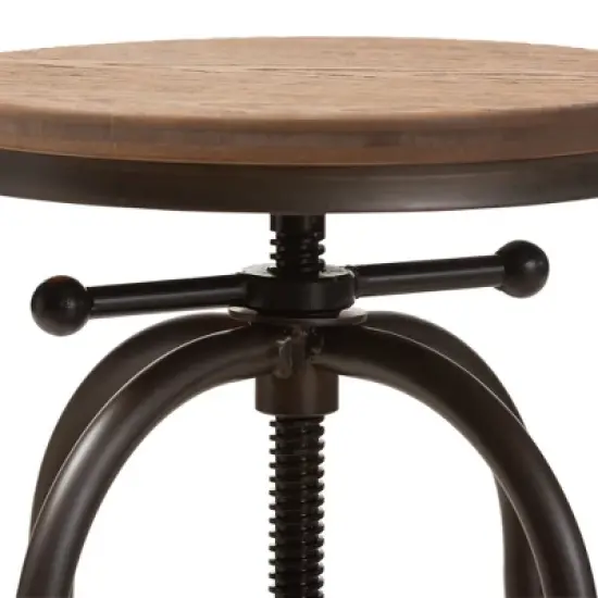 Aline Wood and Rust Finished Steel Adjustable Swivel Barstool Brown - BaxtonStudio image {4}