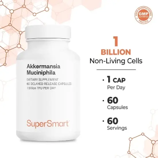 SuperSmart Akkermansia Muciniphila 1 Billion TFU per Day - Enhanced Absorption | Non-GMO & Gluten Free - 60 Delayed Release Capsules image {4}