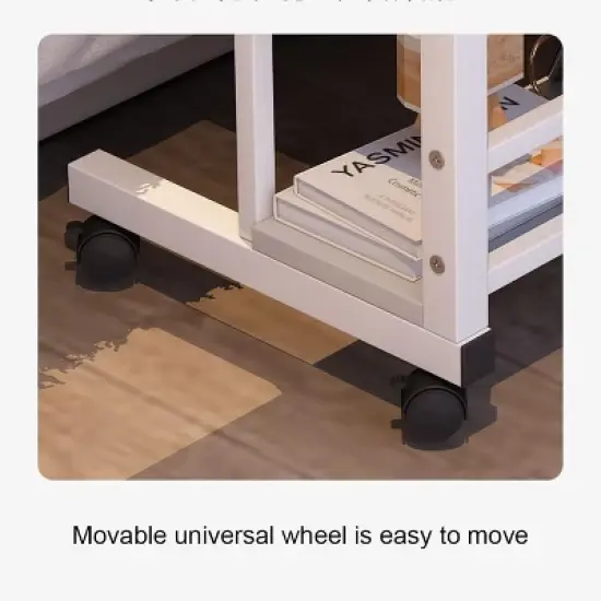 GustoWave  Portable Rolling Desk With Wheels, Adjustable Height Mobile Computer Desk With Storage Shelf For Home Office Study image {7}