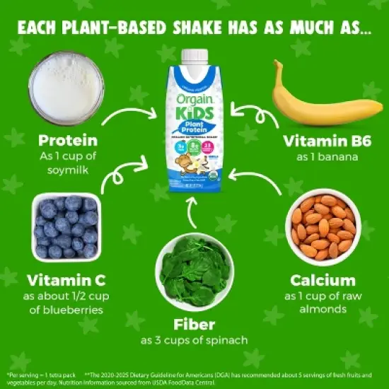 Orgain Kids' Plant Based Vanilla Protein Shake - 4pk/8.25 fl oz image {4}