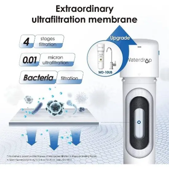 Waterdrop 10UBW-UF Ultra Filtration Under Sink Water Filter System with 1 Extra RFW10-UF Filter image {1}