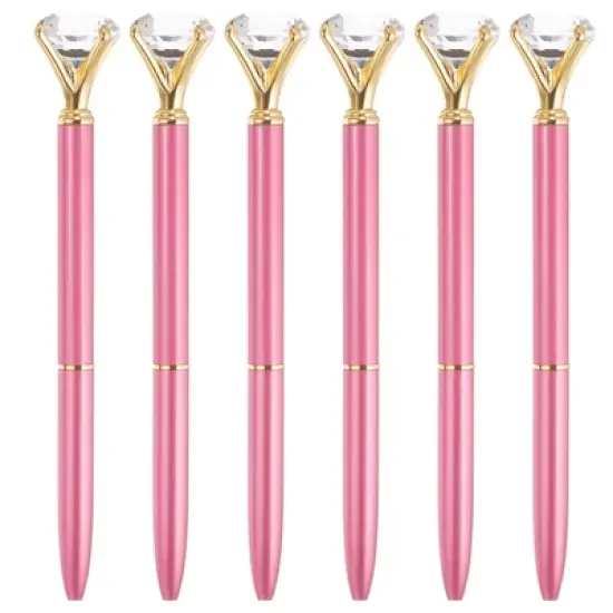 Unique Bargains Metal Sleek Design Medium Point Elegant Crystal Diamond Ballpoint Pen 6 Pcs image {10}