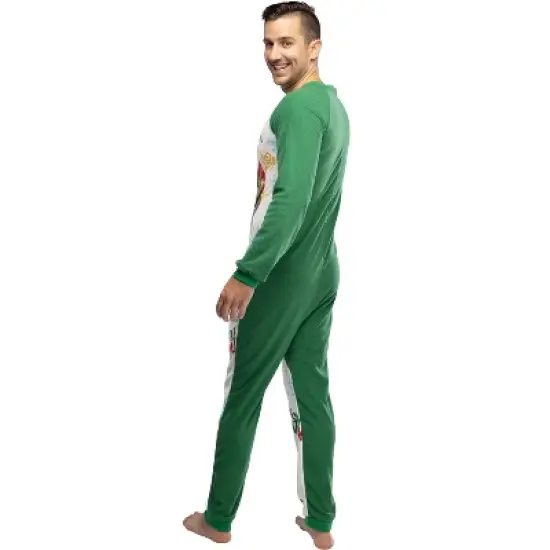 Elf The Movie Men's OMG Santa! I Know Him! One Piece Sleeper Pajama image {1}