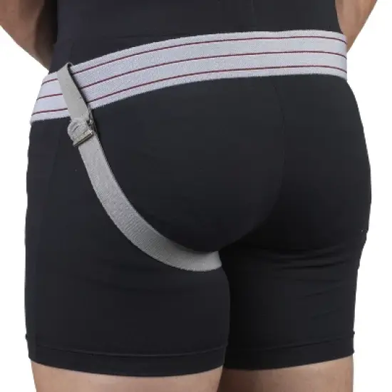 OTC Hernia Truss, Single Herniation, Inguinal Scrotal Treatment, Left or Right Side, Grey, Left image {1}