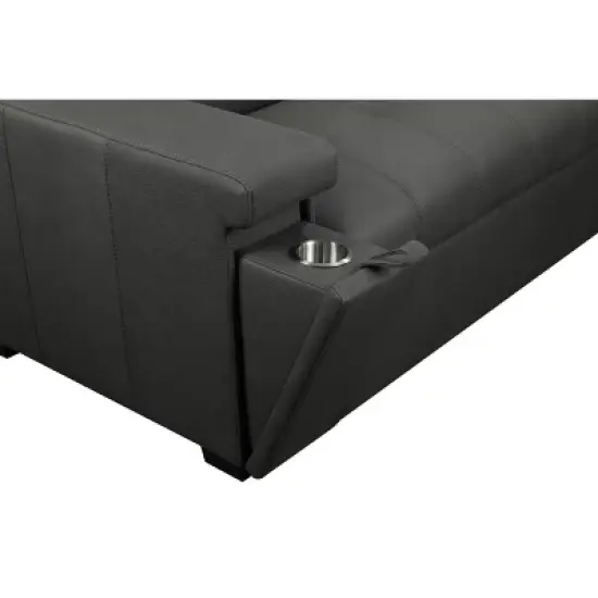 Mateo Stain Resistant Fabric Storage Sectional with Pullout Bed Gray - Abbyson Living image {9}