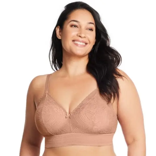 Glamorise Womens Bramour Gramercy Luxe Lace Bralette Wirefree Bra 7012 Cappuccino image {5}
