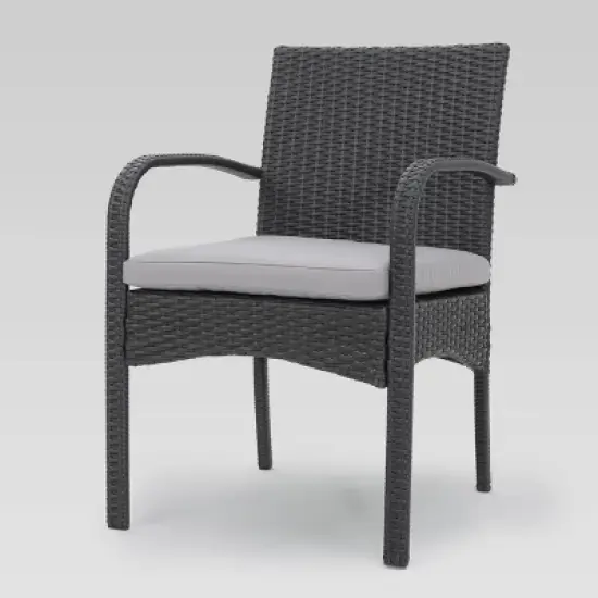 Luster 6pc Acacia Wood and Wicker Dining Set - Light Gray/Gray - Christopher Knight Home image {2}