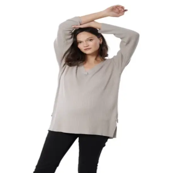 Ingrid & Isabel Maternity Side Zip Nursing Sweater image {1}