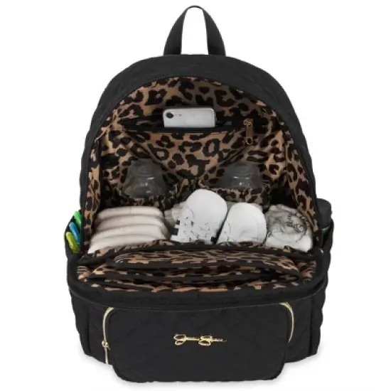 Jessica Simpson Quilted Backpack Diaper Bag with Fanny Pack - Black image {5}