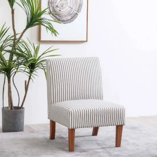 Armless Slipper Accent Chair Striped - WOVENBYRD image {7}
