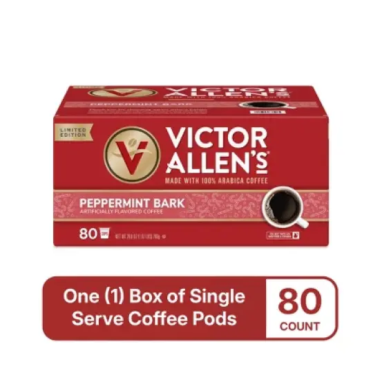 Victor Allen's Coffee Peppermint Bark Flavored, Medium Roast, 80 Count, Single Serve Coffee Pods for Keurig K-Cup Brewers image {2}